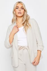 M&Co Ivory White Ruched Sleeve Linen Blazer | M&Co 3