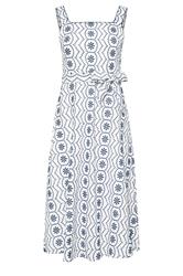 M&Co Petite White & Navy Blue Embroidered Cotton Dress | M&Co 5