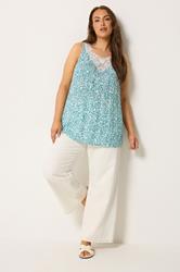 YOURS Plus Size Green Paisley Vest Top | Yours Clothing 1