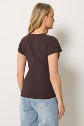 LTS Tall Women's Chocolate Brown Asymmetric Ruched Top | Long Tall Sally 2