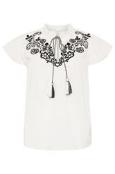 PixieGirl Petite Women's White Cotton Embroidered Blouse | PixieGirl 6