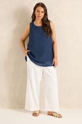 EVANS Plus Size Navy Blue Double Layer Vest Top | Evans 1