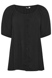 M&Co Black Scoop Neck Crinkle Blouse