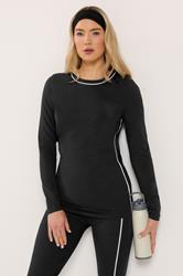 LTS Tall Set Women's Black Cotton Active Piped Long Sleeve Top & Leggings | Long Tall Sally 2