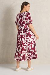 EVANS Plus Size Red Floral Tie Neck Maxi Dress | Evans 4