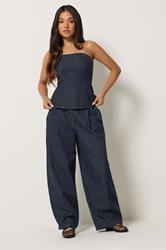 PixieGirl Petite Women's Dark Blue Denim Bandeau Top | PixieGirl 1