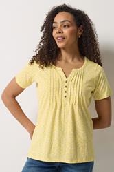 M&Co Yellow Floral Cotton Henley Top | M&Co 3