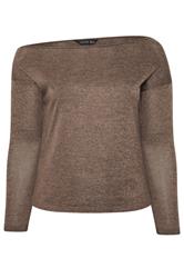LIMITED COLLECTION Plus Size Natural Brown Off Shoulder Top | Yours Clothing 5