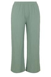 YOURS Curve Sage Green Bubble Textured Trousers