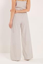 LTS Tall Women's Camel Brown Stripe Cotton Wide Leg Trousers | Long Tall Sally 4