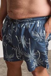BadRhino Big & Tall Navy Blue Palm Tree Swim Shorts | BadRhino 6