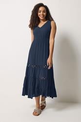 M&Co Navy Blue Sleeveless Tiered Maxi Dress | M&Co 1