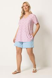 YOURS Plus Size White & Pink Broderie Swing Top | Yours Clothing 1