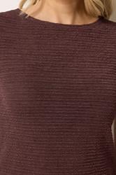 LTS Tall Women's Chocolate Brown Textured Slash Neck Top | Long Tall Sally 4