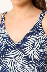 YOURS Plus Size Navy Blue Palm Leaf Throw On Dress | Yours Clothing 4