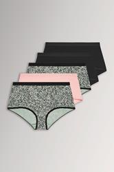 YOURSET 5 PACK Curve Black & Khaki Green Animal Print Full Briefs