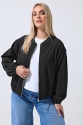 LIMITED COLLECTION Plus Size Black Zip Bomber Jacket | Yours Clothing 3