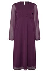 M&Co Berry Purple Long Sleeve Chiffon Dress | M&Co 5