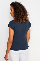 M&Co Navy Blue Short Sleeve Wrap Top | M&Co 2