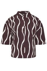 LIMITED COLLECTION Plus Size Brown Wavy Print Boxy Shirt | Yours Clothing 5