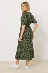 M&Co Green Ditsy Floral Puff Sleeve Midi Dress | M&Co 4