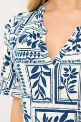 M&Co Blue Leaf Print Tiered Cotton Maxi Dress | M&Co 4