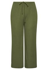 YOURS Curve Khaki Green Textured Trousers