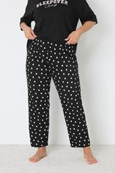YOURS Plus Size Black Polka Dot Wide Leg Pyjama Bottoms | Yours Clothing 1