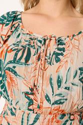 YOURS Plus Size Cream Leaf Tie Neck Bardot Maxi Dress | Yours Clothing 5