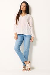 M&Co Petite White Lace Trim Pintuck Blouse | M&Co 1