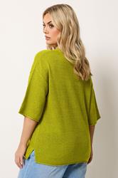 YOURS Plus Size Green Knitted T-Shirt | Yours Clothing 4