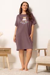 YOURS Plus Size Chocolate Brown 'Beary Sleepy'  Sleep Tee Nightdress | Yours Clothing 1