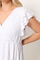 YOURS Plus Size White Wrap Pointelle Dress | Yours Clothing 4