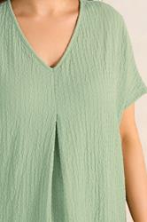 EVANS Plus Size Sage Green Plisse Pleat Top | Evans 4