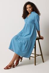 M&Co Blue Fine Stripe Tiered Maxi Dress | M&Co 3