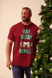 BadRhino Big & Tall Red 'Eat Sleep Beer' Christmas T-Shirt | BadRhino 3