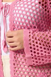 YOURS Plus Size Pink Flower Applique Cardigan | Yours Clothing 4