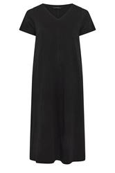 EVANS Plus Size 2 Pack Black & Berry Red Cotton Midi Dress 10
