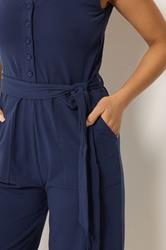 M&Co Petite Navy Blue Sleeveless Jumpsuit | M&Co 4
