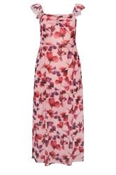 YOURS Curve Pink Floral Keyhole Ruffle Dress