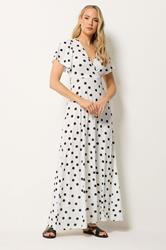 LTS Tall Women's White Polka Dot Wrap Maxi Dress | Long Tall Sally 1