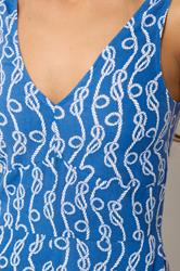 PixieGirl Petite Women's Blue Rope Print Wide Leg Jumpsuit | PixieGirl 4