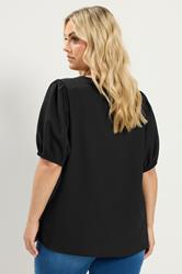 YOURS Plus Size Black Textured Blouse | Yours Clothing 2
