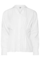 LTS Tall White Pleated Cotton Shirt | Long Tall Sally 5