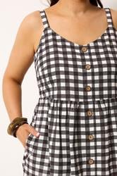 YOURS Plus Size Chocolate Brown Gingham Linen Dress | Yours Clothing 4