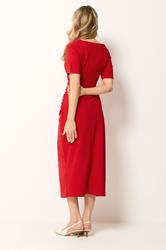 LTS Tall Women's Red Ruched Detail Midi Dress | Long Tall Sally 2