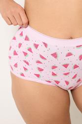 YOURSET 5 PACK Plus Size Pink Watermelon Print Full Briefs | Yours Clothing 5