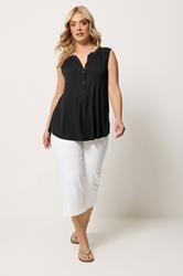 YOURS Plus Size Black Notch Neck Swing Blouse | Yours Clothing 1