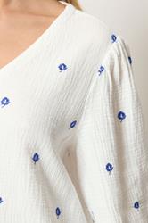 M&Co White Floral Embroidered Cotton Blouse | M&Co 5