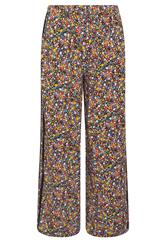 PixieGirl Petite Women's Black Ditsy Floral Side Stripe Wide Leg Trousers | PixieGirl 6